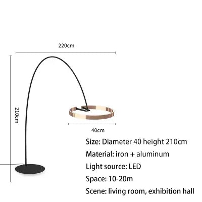 DecorBites™ Gouden Koperen Zwarte Dimbare LED Vloerlamp voor Woonkamer en Hotel