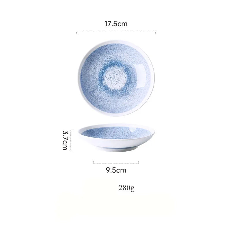 DecorBites™ Ceramic Deep Dish Bowl - Japanese Style Soup Plate with Crackle Glaze