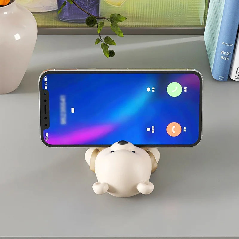DecorBites™ Bear Cellphone Stand: Cute Lying Bear Design, Desktop Ornament, Modern Animal Figure - Best Gift
