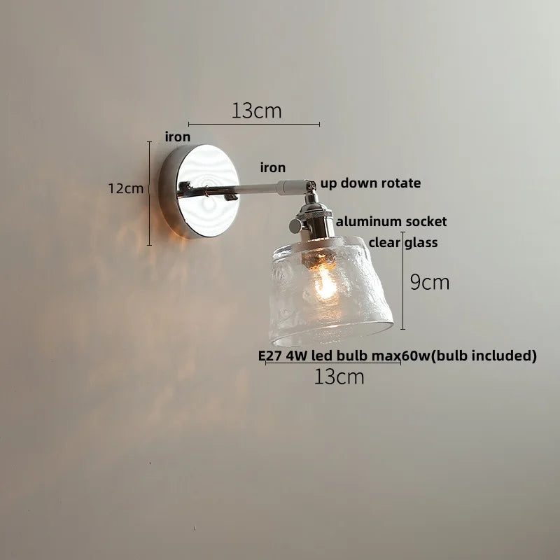 DecorBites™ Clear Glass LED Wall Lamp Pull Chain Switch Modern Up Down Rotatable Stair Light Fixtures