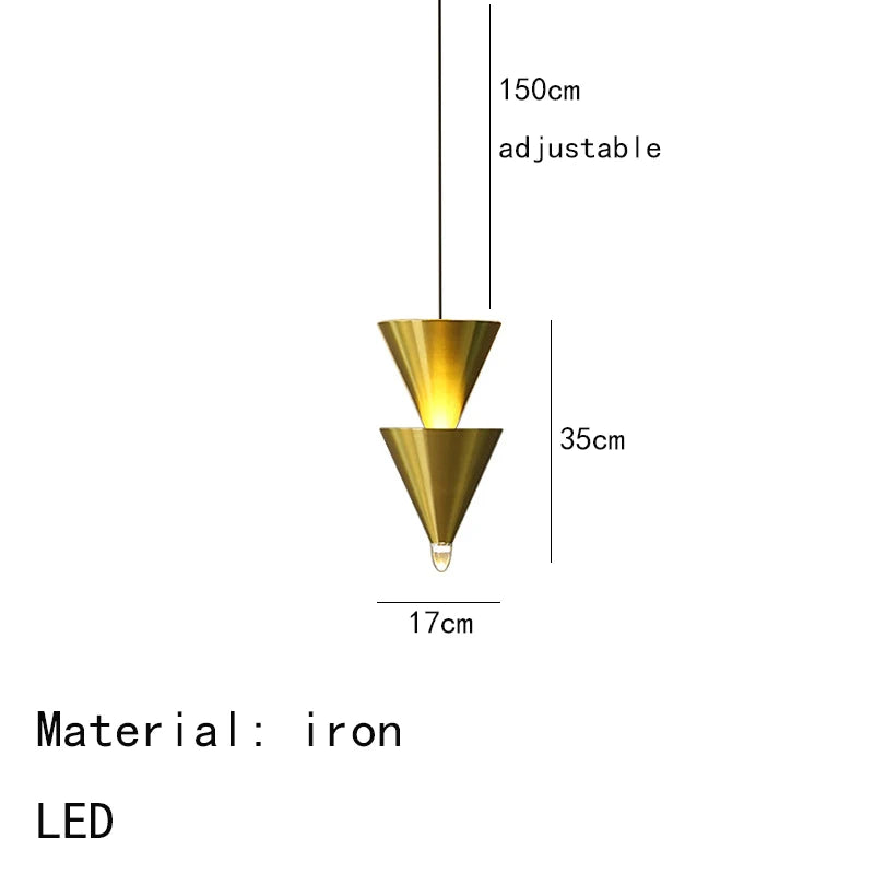 DecorBites™ Gold Black Cone LED Pendant Lamp for Stylish Home and Shop Lighting
