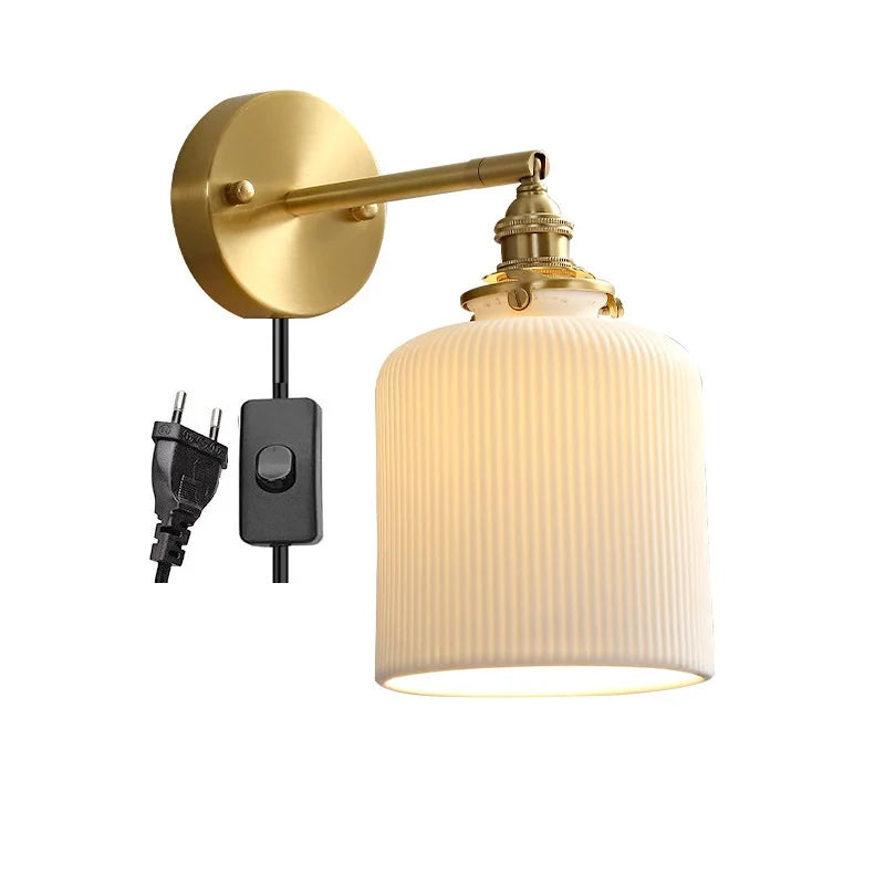 DecorBites™ Ceramic LED Wall Sconce: Modern Copper Indoor Luminaria for Bedroom, Mirror, Stairway
