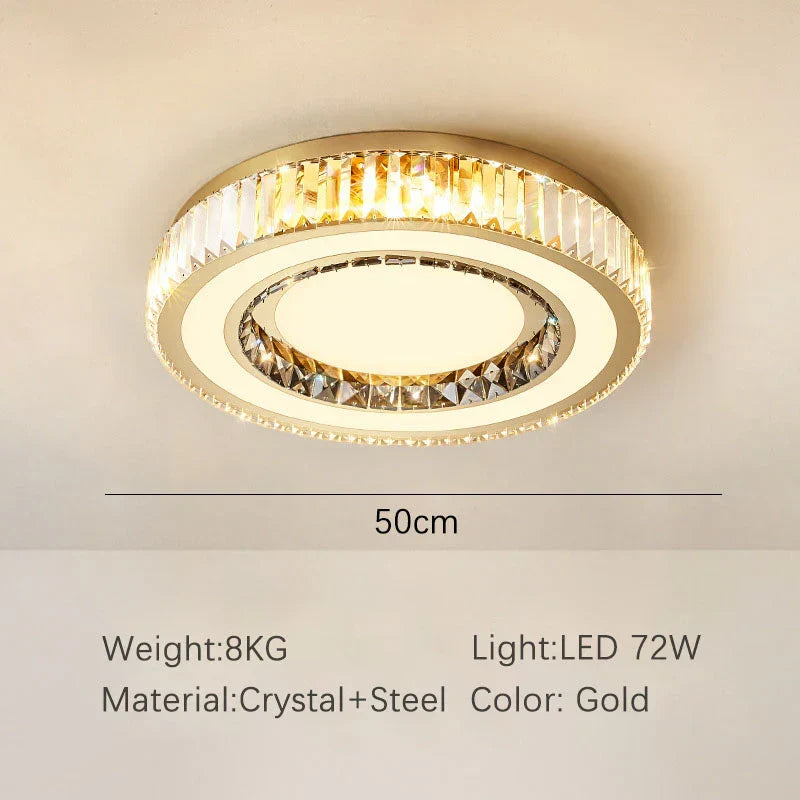 DecorBites™ Gold Crystal Ceiling Lamp Double Layer Modern Chandelier Led Glossy Bedroom Decor