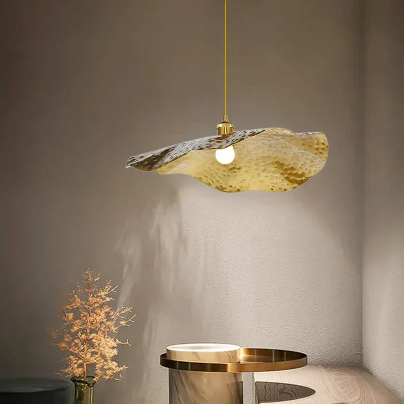 DecorBites™ Gold Lotus Leaf Pendant Light: Nordic Luminaire for Living Room and Bedroom Decor