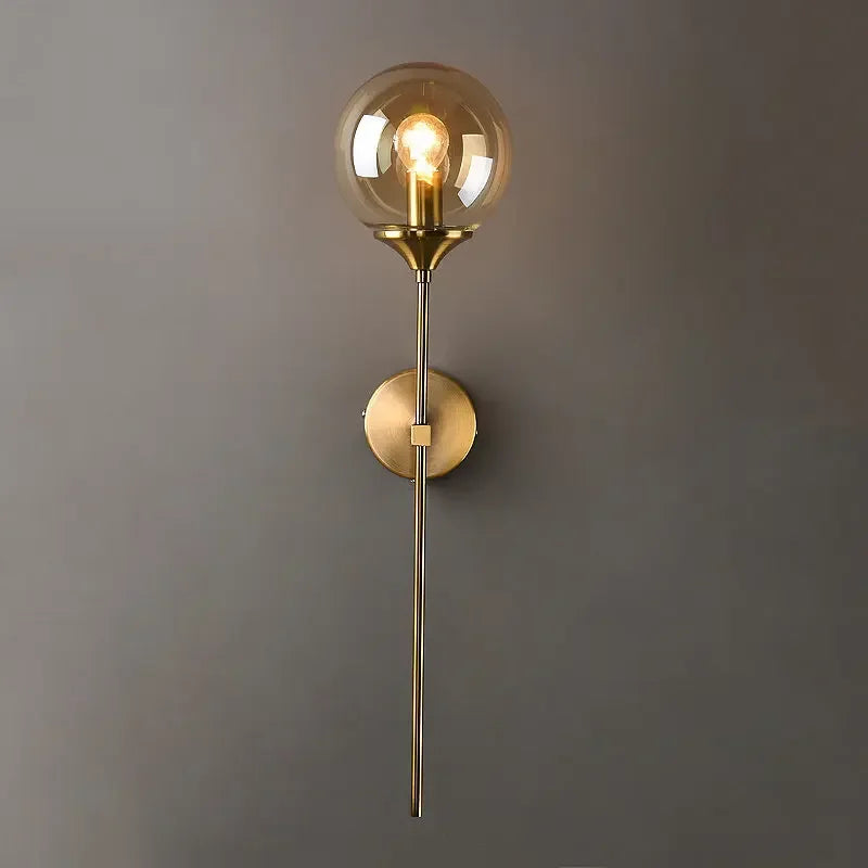 DecorBites™ Golden Glass Ball Wall Sconce: Modern Nordic Metal Lighting for Living Room