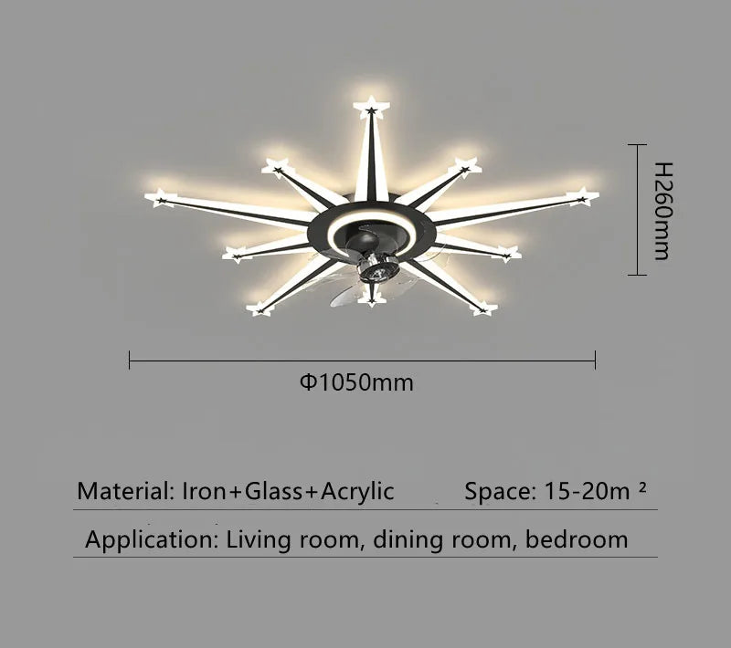 DecorBites™ 2023 Modern Chandelier Ceiling Fan Lights for Living Room Bedroom Upscale Decor