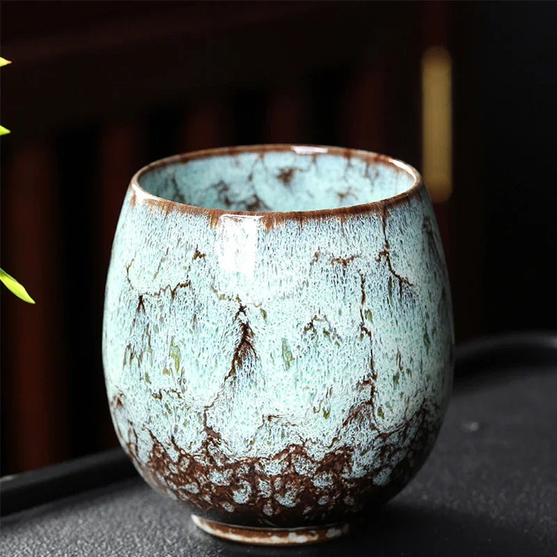 DecorBites™ Chinese Kiln Ceramic Coffee Cup Set, 250ml, Elegant Kung Fu Teacup Pottery Handmade