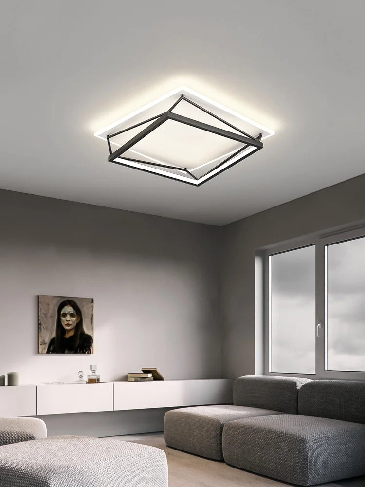 DecorBites™ Geometric LED Ceiling Lamp_Nordic Minimalist Design for Modern Bedroom