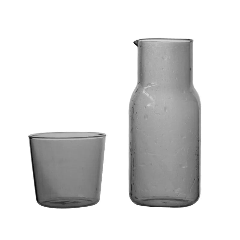 DecorBites™ 550ml Bedside Water Carafe and Glass Set in Blue, Amber, Teal, Grey Glass