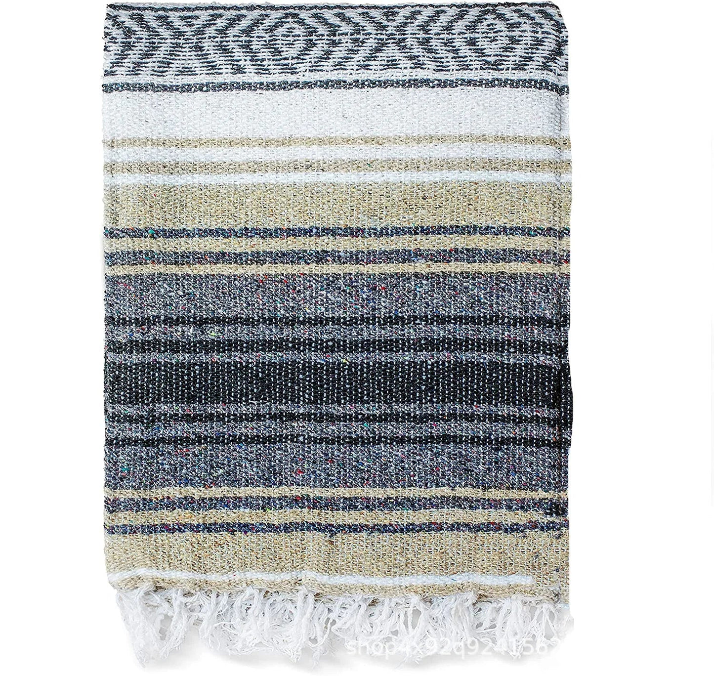 DecorBites™ Handwoven Mexican Blanket - Multicolor Geometry Beach Shawl