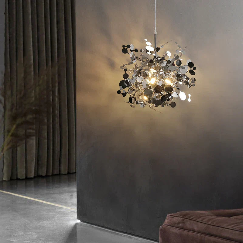 DecorBites™ Leaf Sequin Ceiling Chandelier for Modern Living Room, Restaurant, Bar, or Dining Table