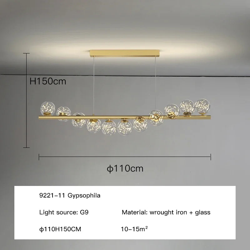 DecorBites™ Glass Ball Chandelier for Dining Room Kitchen Office Front Desk