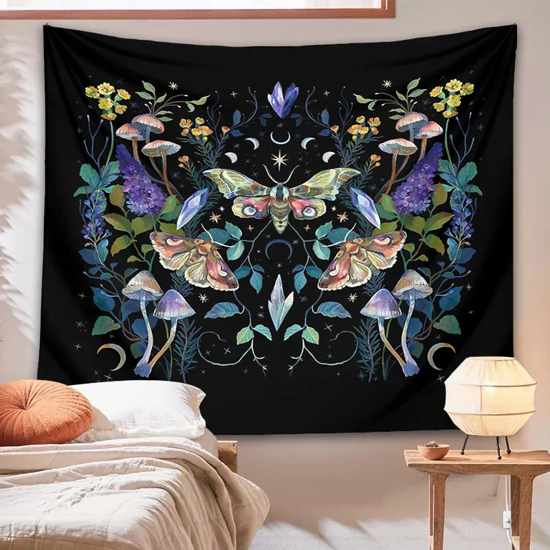 DecorBites™ Celestial Botanical Tapestry Wall Hanging - Starry Sky Dorm Decor