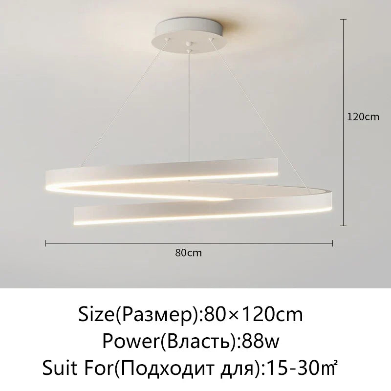 DecorBites™ Black/White Spiral Chandelier for Living Dining Kitchen. Trendy Round Indoor Lighting Fixture.