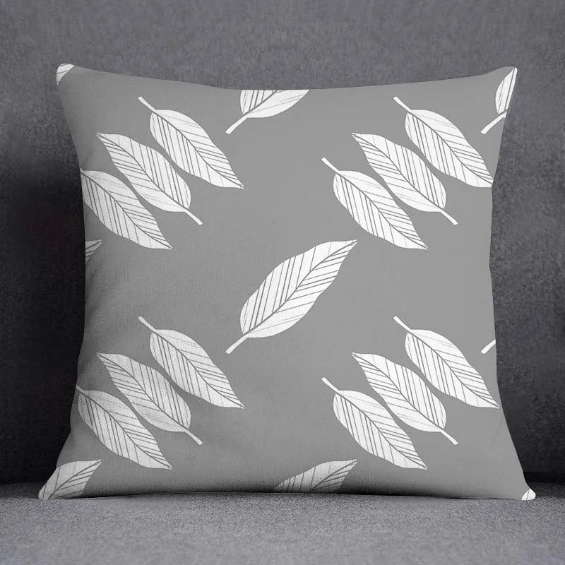 DecorBites™ Geometric Floral Print Lumbar Pillow Case 45X45cm Sofa Cushion Cover