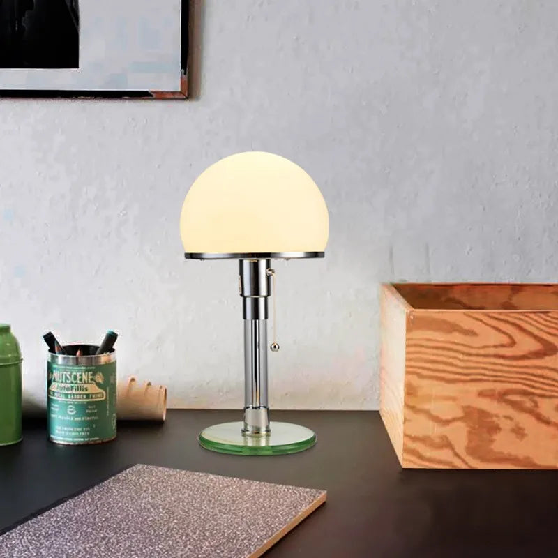 DecorBites™ Bauhaus Mushroom Table Lamp - Milk White Glass, Bedroom & Coffee Table Lighting