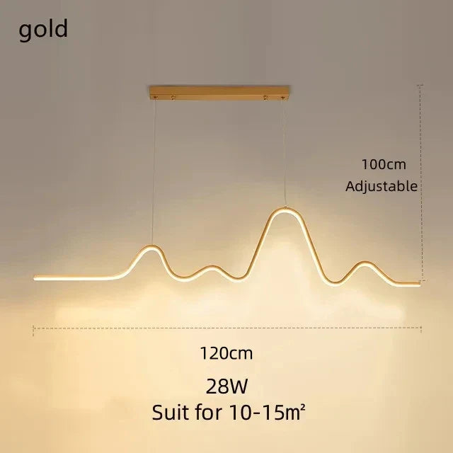 DecorBites™ LED Aluminum Chandelier Modern Wave Line Kitchen Island Pendant Light