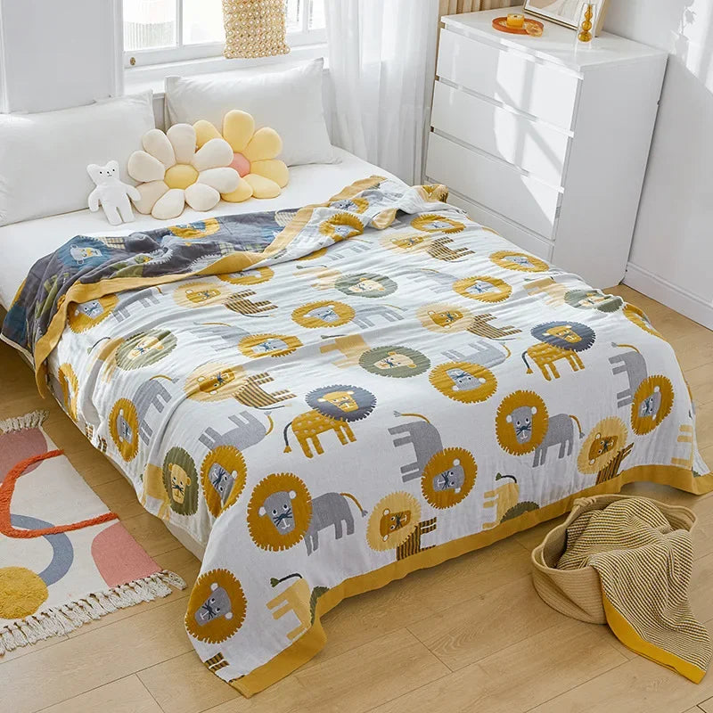 DecorBites™ Japanese Cotton Gauze Boho Throw Blanket - Summer Cool Quilt for Beds and Sofas