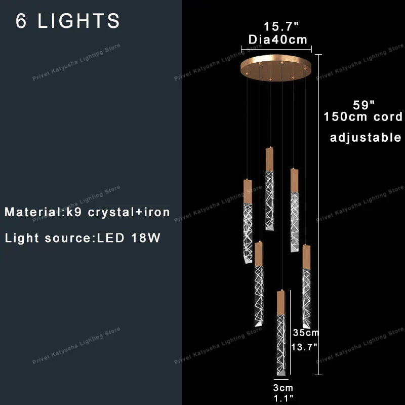 DecorBites™ Crystal Ceiling Pendant Lights - Adjustable, Elegant, Circular Design