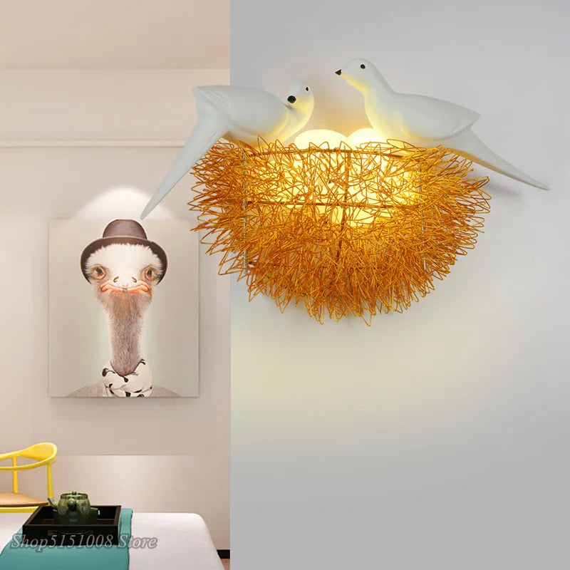 DecorBites™ Gold Bird Nest LED Wall Lamp Modern Home Decoration Wall Sconce