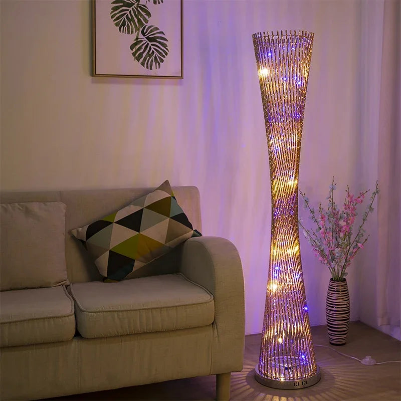DecorBites™ Aluminum Tower Floor Lamp for Living Room, Modern LED Standing Light Stand