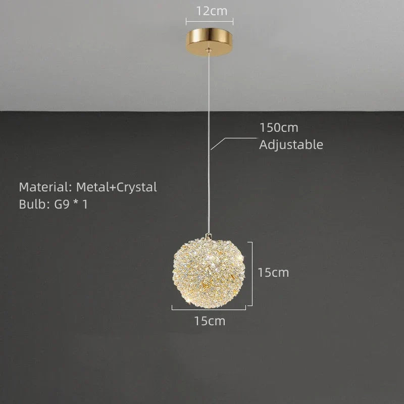 DecorBites™ Crystal Gold Ceiling Light for Bedroom Dining Room G9 Bulb