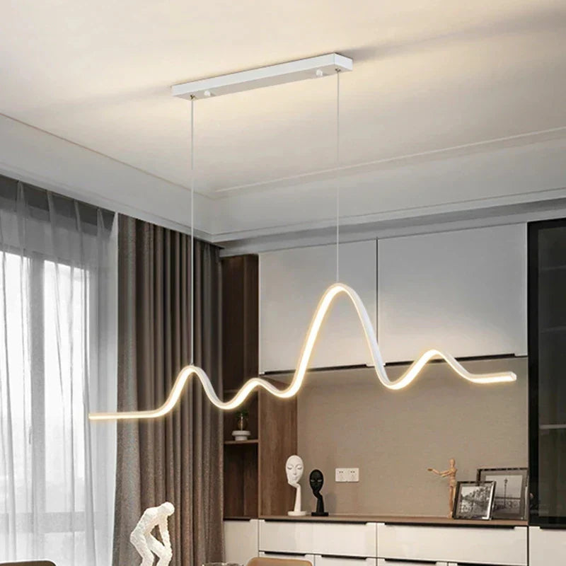 DecorBites™ LED Aluminum Chandelier Modern Wave Line Kitchen Island Pendant Light