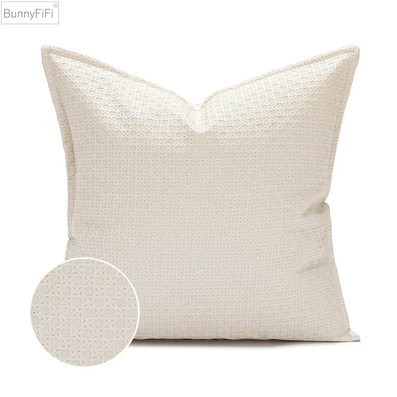DecorBites™ Brown Beige Faux Leather Cushion Cover 45x45cm for Home Sofa Living Room