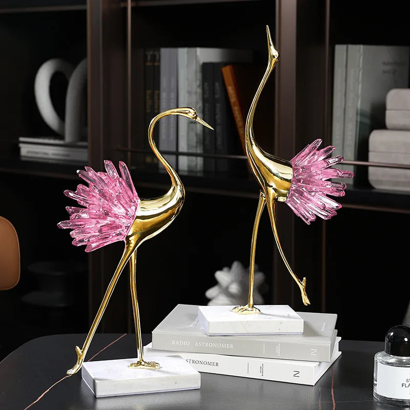 DecorBites™ Crystal Bird Metal Handicraft Sculpture Decorative Figurines