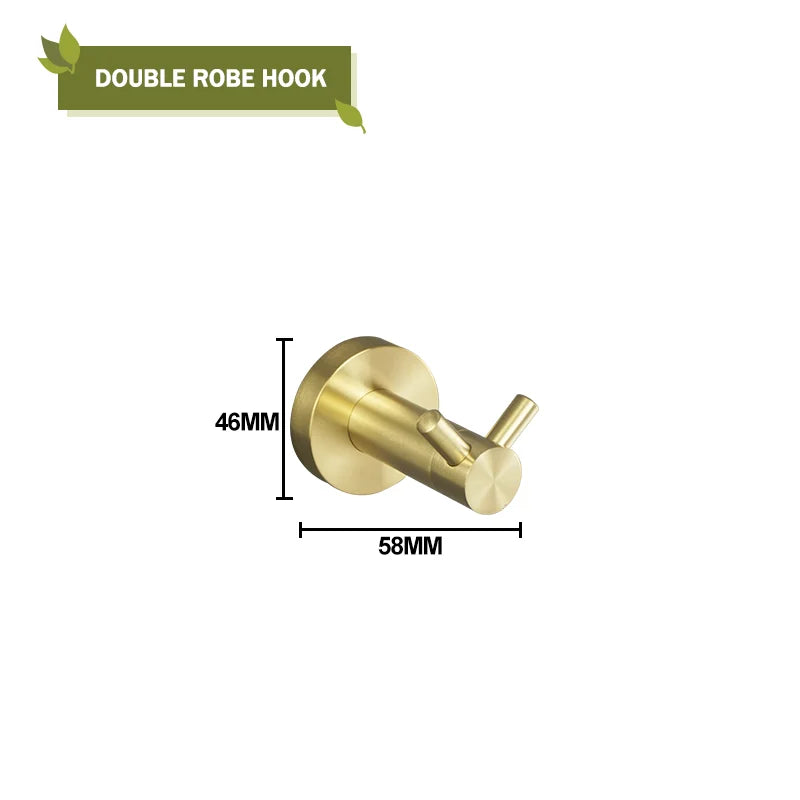 DecorBites™ Brushed Gold Bath Hardware Set: Paper Holder, Towel Bar, Robe Hook - Wall Mount Bathroom Accessories