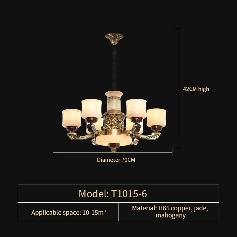 DecorBites™ All Copper Marble Jade Chandelier: Luxury Living Room Hall Bedroom Lighting