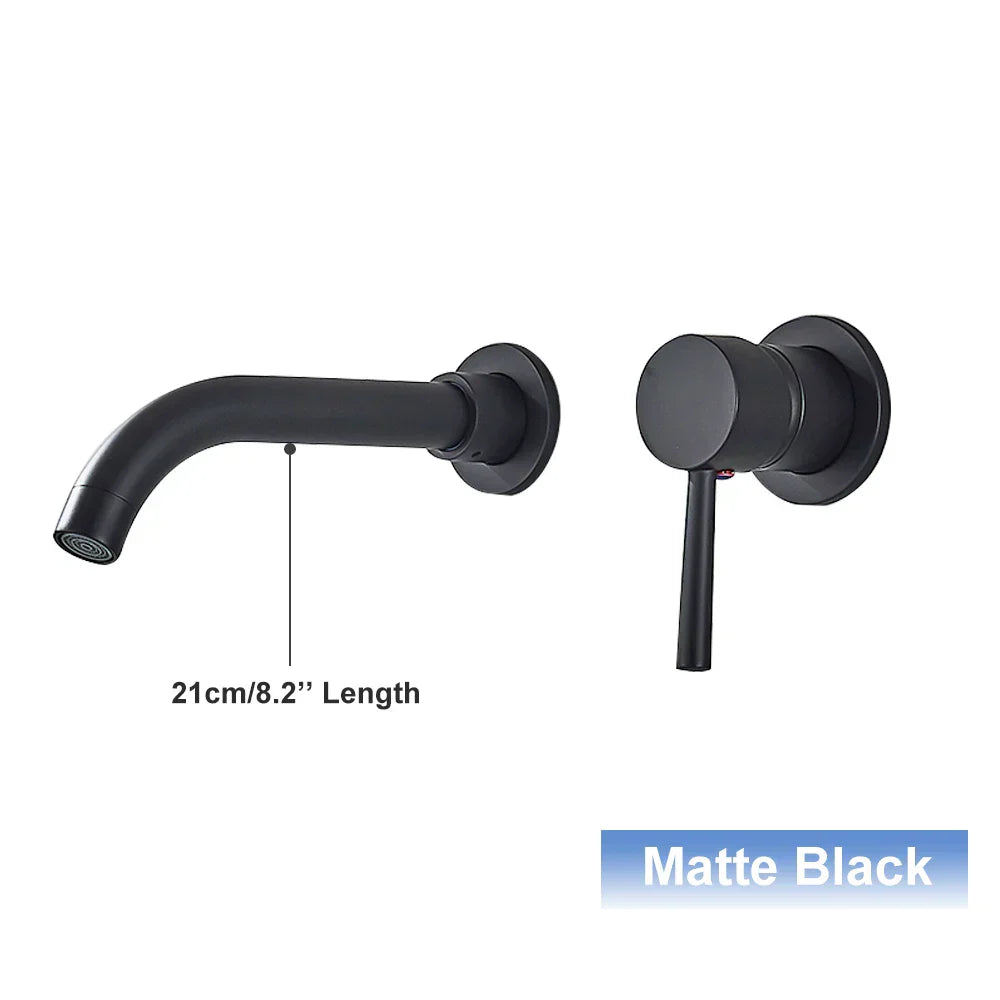 DecorBites™ Black Wall Mounted Basin Faucet with Single Handle Hot Cold Water Mixer Tap