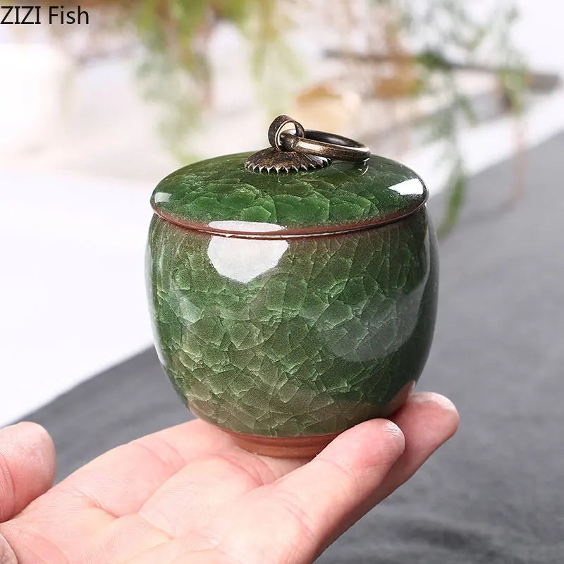 DecorBites™ Ice Cracked Texture Tea Caddy Storage Jar with Moisture-proof Sealed Lid