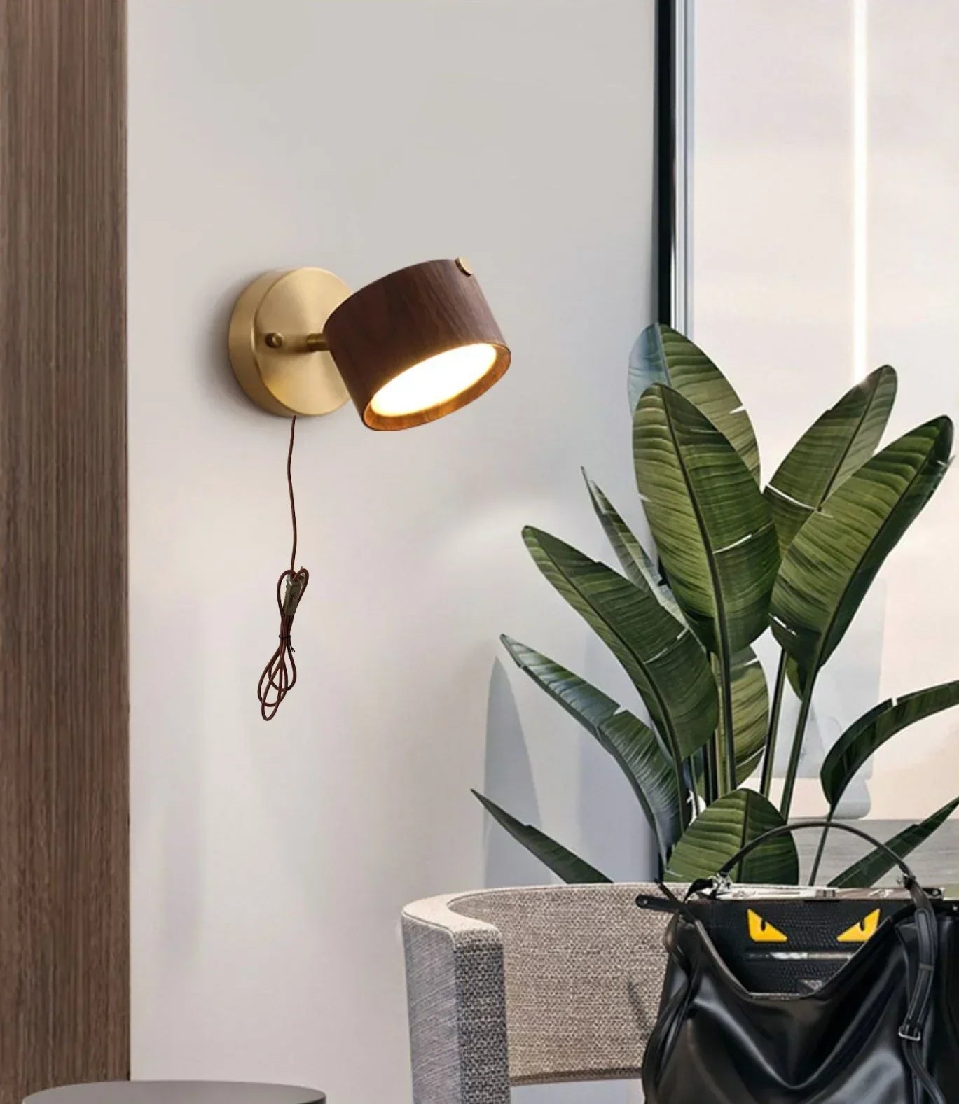 DecorBites™ LED Wood Base Wall Sconce Modern Art Light Fixture for Living Room & Bathroom