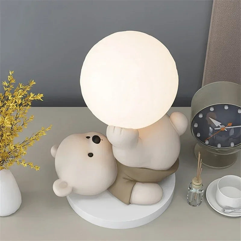 DecorBites™ Bear Table Lamp: Cartoon Animal Sculpture Desk Light - Nordic Style Home Decor Gift