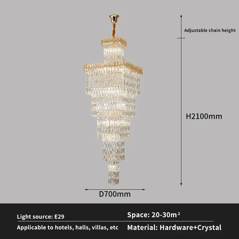DecorBites™ Crystal Luxe Living Room Chandelier - Modern & Elegant Hall Staircase Lighting