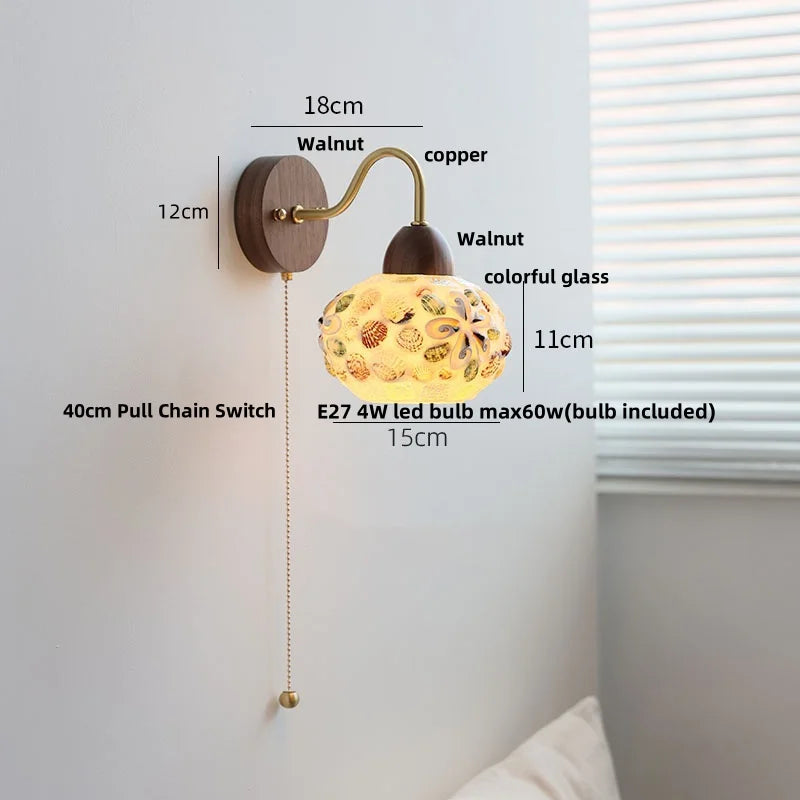 DecorBites™ LED Tiffany Style Wall Lights Pull Chain Sconce Colorful Glass Stair Fixture