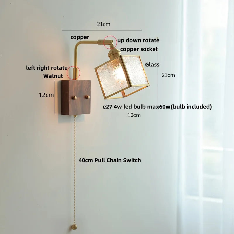 DecorBites™ Brass LED Wall Lights Modern Stair Light Fixture Blue Glass Bedside Lamp