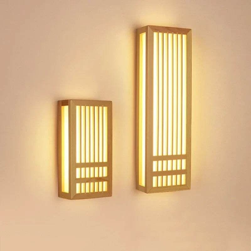 DecorBites™ LED Wood Wall Lamp Acrylic Rectangular Bedside Light for Living Room