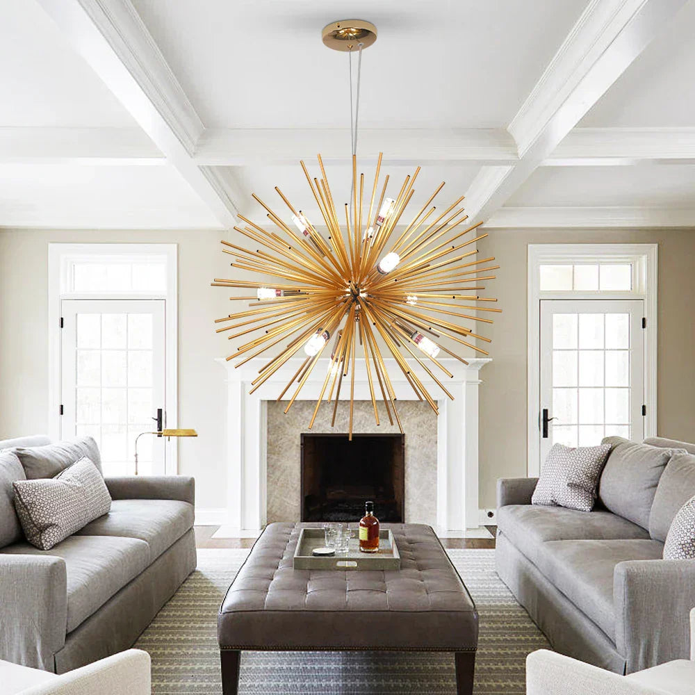 DecorBites™ Aluminum Dandelion Pendant Light: Modern Sputnik Hedgehog LED Chandelier for Living & Dining Room