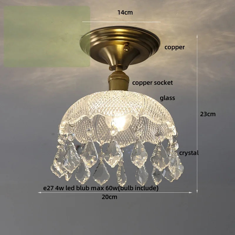DecorBites™ Glass Grid LED Ceiling Lamp: Luxury Crystal Nordic Copper Ceiling Lights