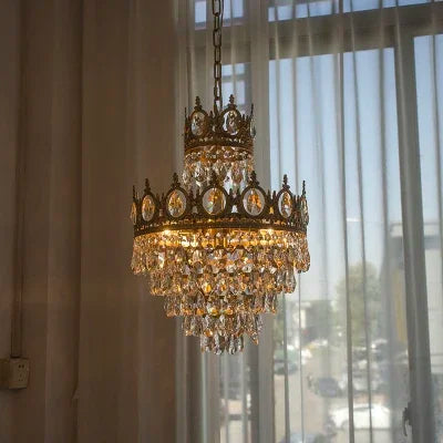 DecorBites™ Crown Crystal Chandelier LED Pendant Light for Living Bedroom