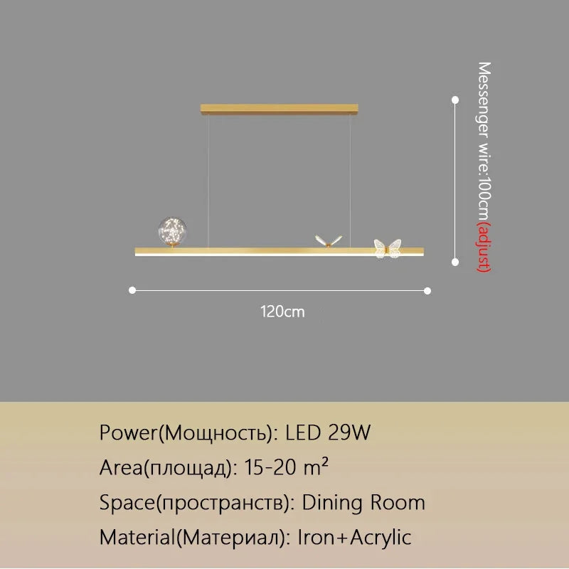 DecorBites™ Butterfly Chandelier: Modern Minimalist Pendant Lamp for Dining Room, Study, Bar