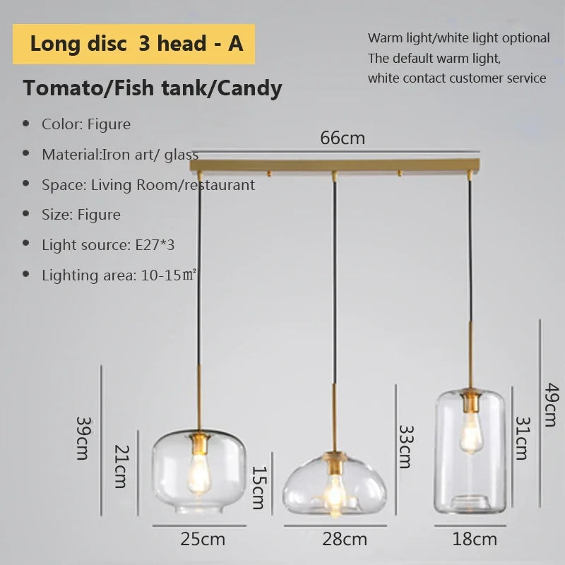 DecorBites™ Industrial Loft Glass Pendant Light for Kitchen Restaurant Decor