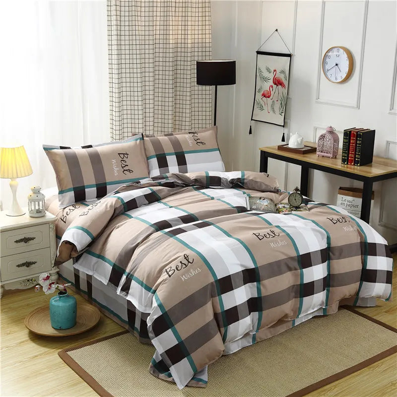 DecorBites™ Geometric Floral Bedding Set with Quilt Cover, Duvet Cover, Sheet, and Pillows