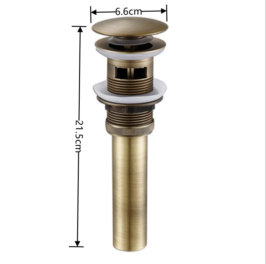 DecorBites™ Brass Pop Up Drain for Bathroom Lavatory Sink - Water Drainer