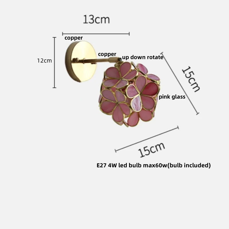 DecorBites™ Copper Butterfly Glass Wall Light Fixture Up Down Rotate LED Bedside Lamp