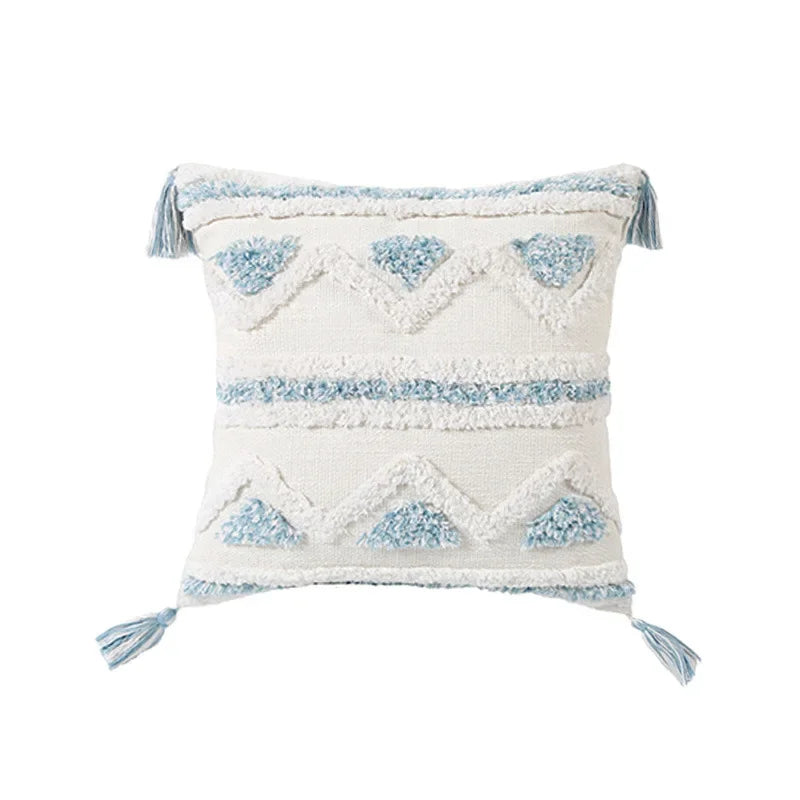 DecorBites™ Blue Geometric Tufted Long Waist Pillowcase Set, 30x100cm