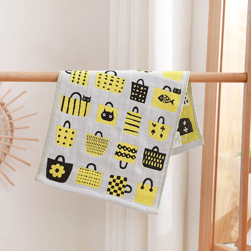 DecorBites™ Kids Cartoon Face Towels - Set of 3 | Cats Print | 100% Cotton | 25*50cm