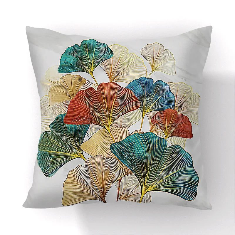 DecorBites™ Ginkgo Leaves Print Sofa Pillowcase 45x45cm Modern Nordic Chair Cushion Cover